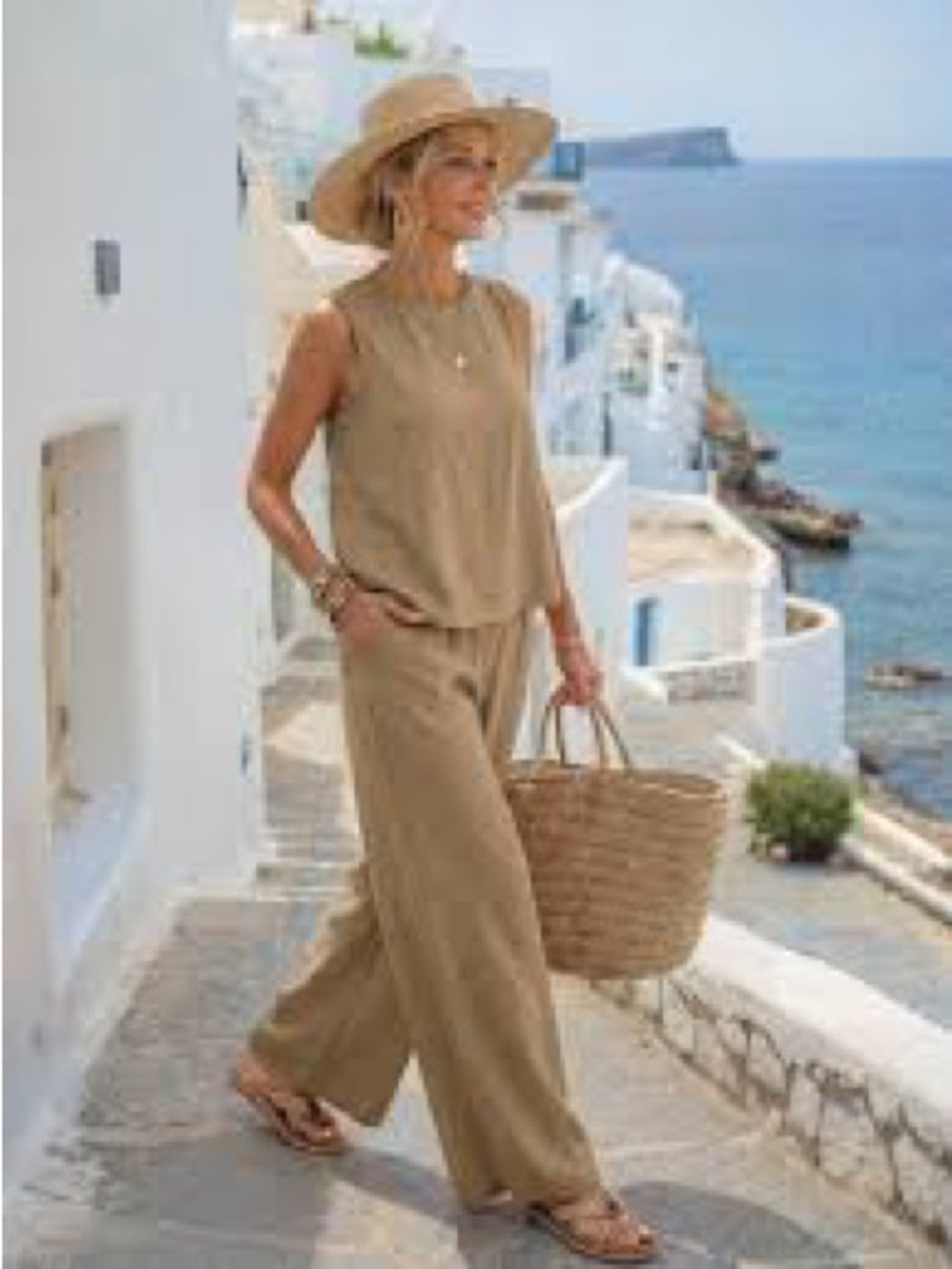 Sleeveless Wide-Leg Matching Set